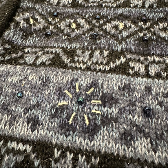 Vintage Sweater Vest Small Blue Fair Isle 90s Y2K Beaded Whimsigoth Cabincore - Picture 3 of 7